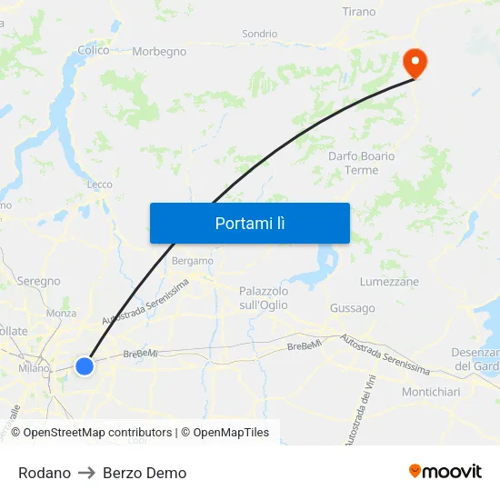 Rodano to Berzo Demo map