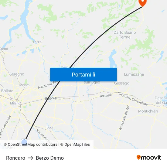 Roncaro to Berzo Demo map