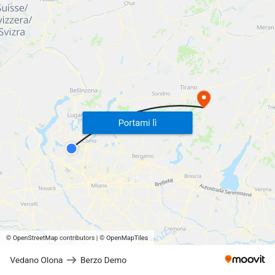 Vedano Olona to Berzo Demo map