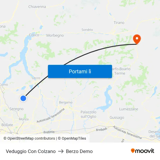 Veduggio Con Colzano to Berzo Demo map