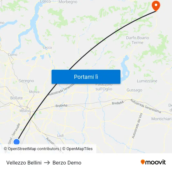 Vellezzo Bellini to Berzo Demo map