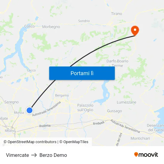 Vimercate to Berzo Demo map
