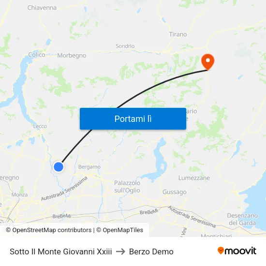 Sotto Il Monte Giovanni Xxiii to Berzo Demo map