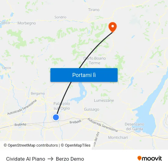 Cividate Al Piano to Berzo Demo map