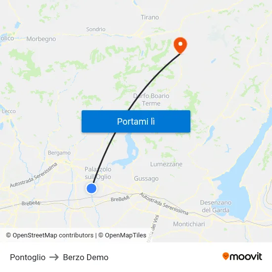 Pontoglio to Berzo Demo map