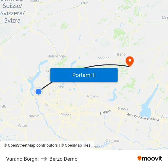 Varano Borghi to Berzo Demo map