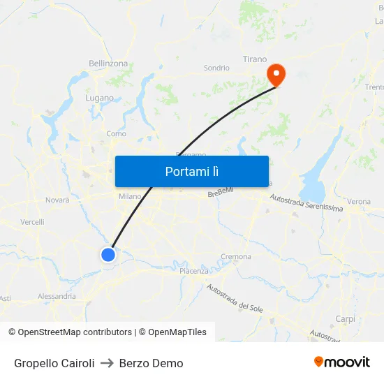 Gropello Cairoli to Berzo Demo map