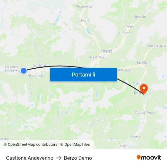 Castione Andevenno to Berzo Demo map