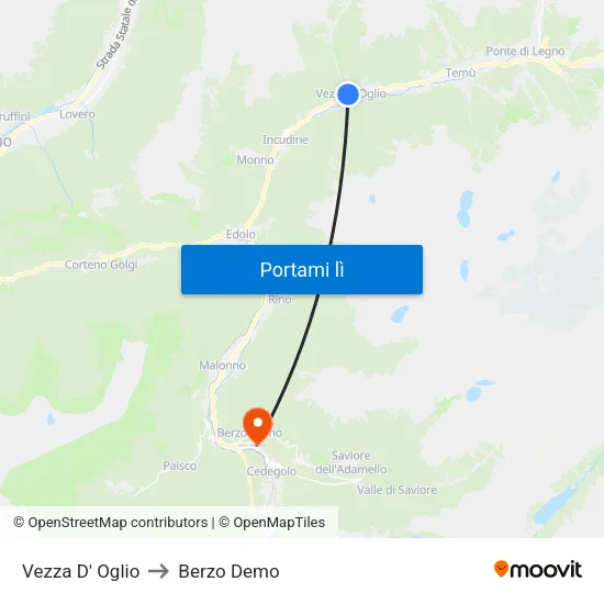 Vezza D' Oglio to Berzo Demo map
