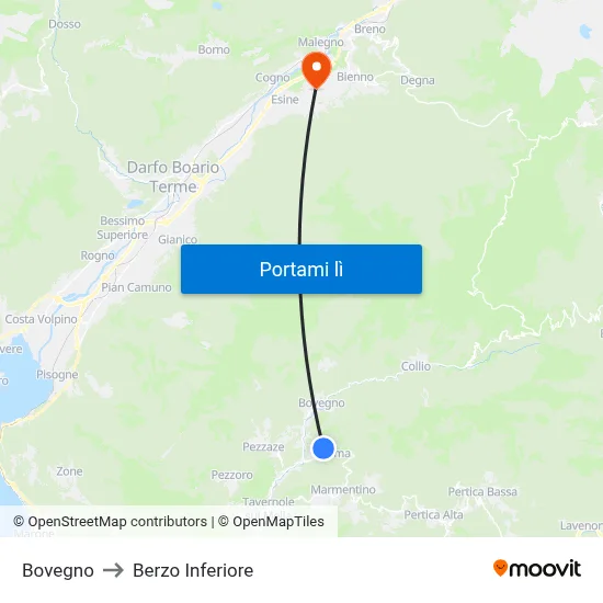 Bovegno to Berzo Inferiore map