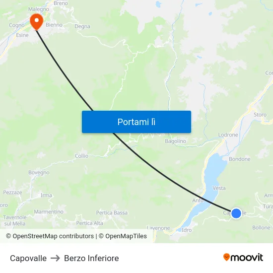 Capovalle to Berzo Inferiore map