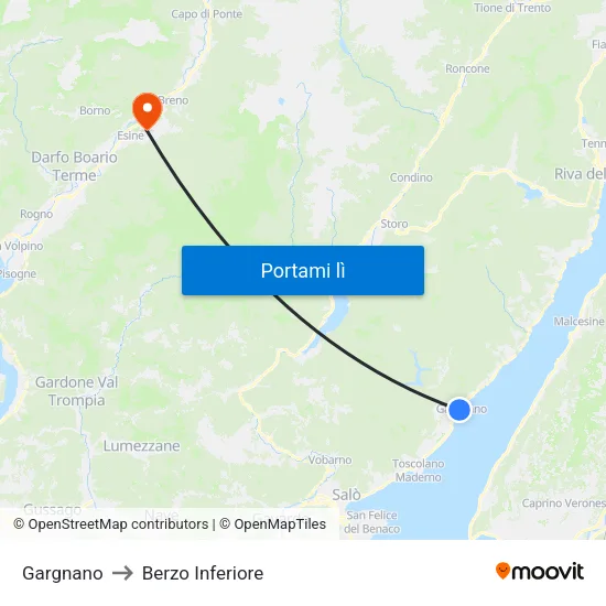 Gargnano to Berzo Inferiore map