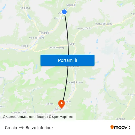 Grosio to Berzo Inferiore map