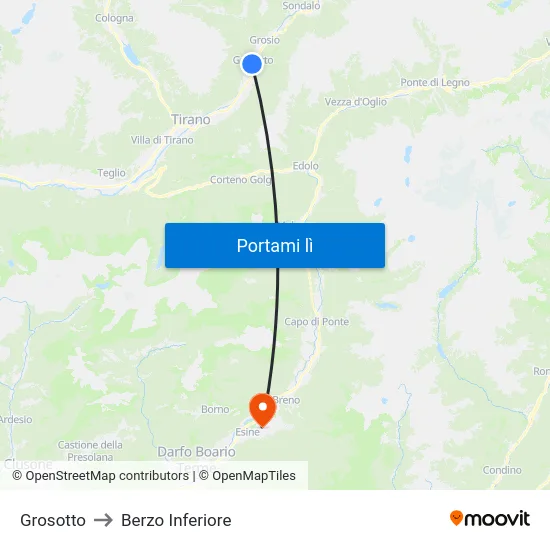 Grosotto to Berzo Inferiore map