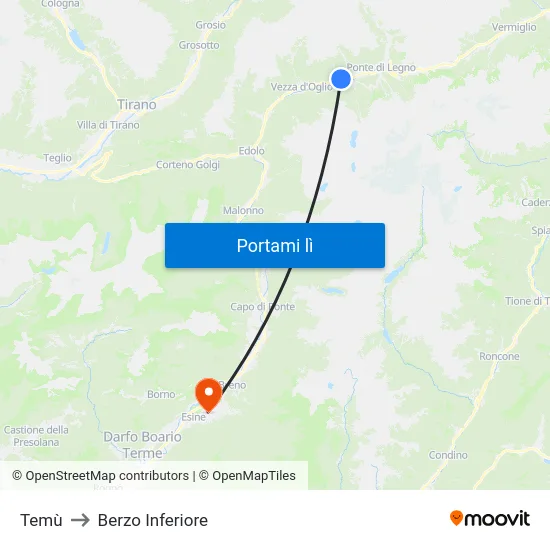 Temù to Berzo Inferiore map
