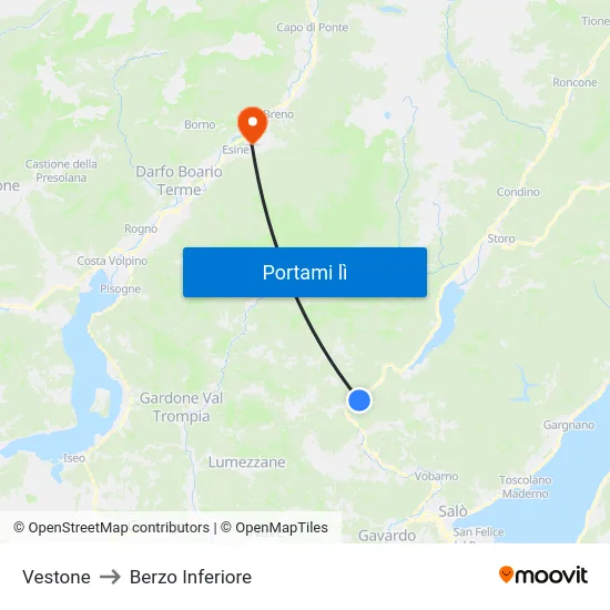 Vestone to Berzo Inferiore map