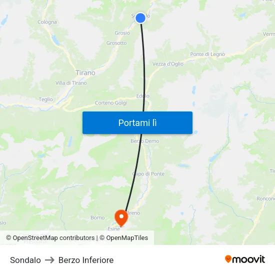 Sondalo to Berzo Inferiore map
