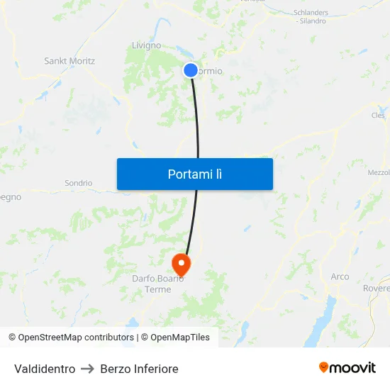 Valdidentro to Berzo Inferiore map