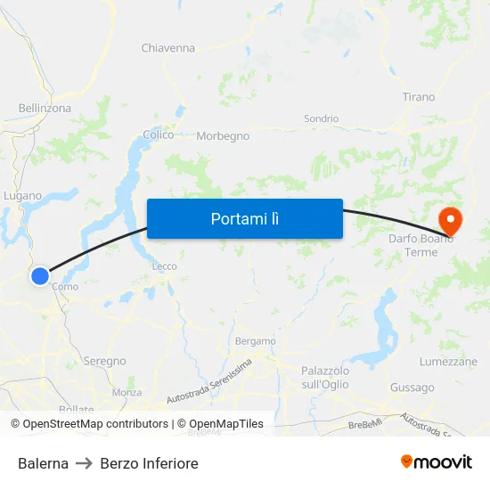 Balerna to Berzo Inferiore map