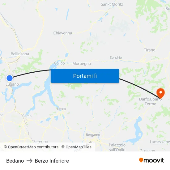 Bedano to Berzo Inferiore map