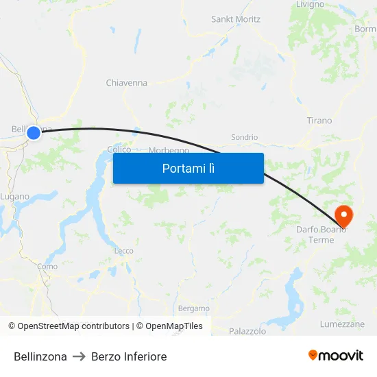Bellinzona to Berzo Inferiore map