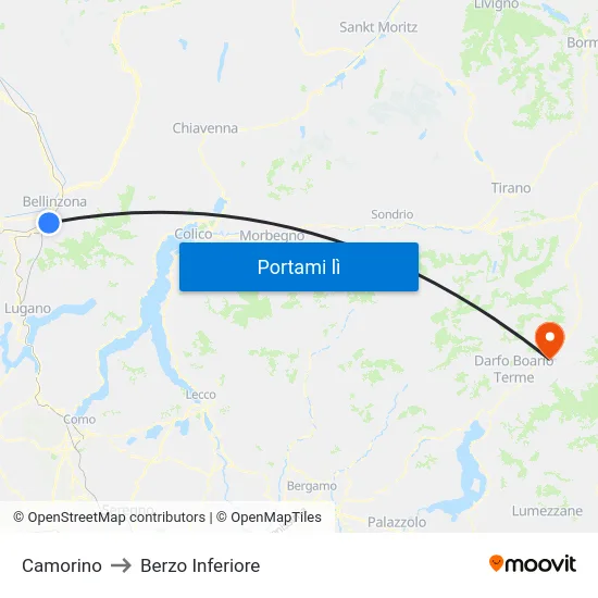 Camorino to Berzo Inferiore map
