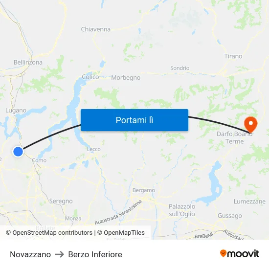 Novazzano to Berzo Inferiore map