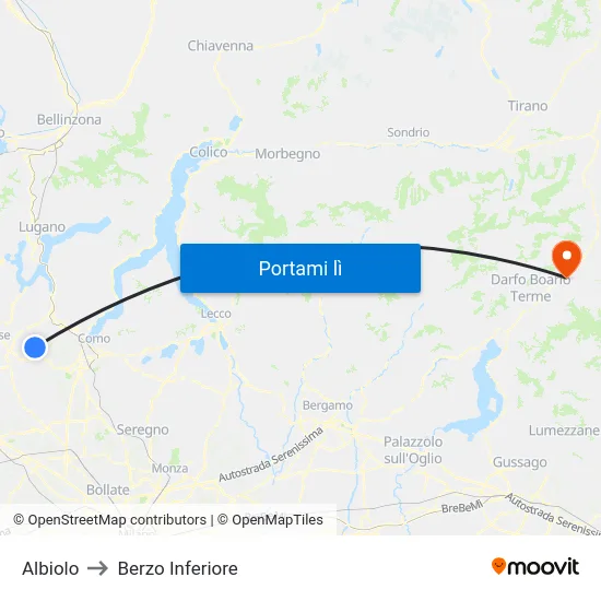 Albiolo to Berzo Inferiore map