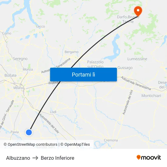 Albuzzano to Berzo Inferiore map
