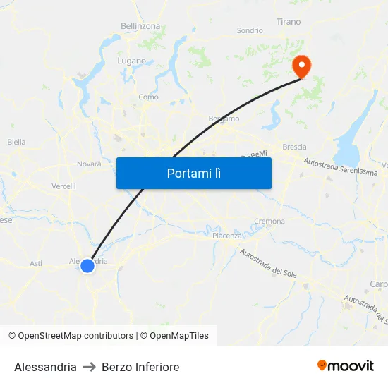 Alessandria to Berzo Inferiore map