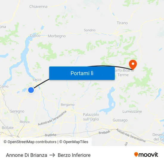 Annone Di Brianza to Berzo Inferiore map