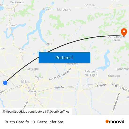 Busto Garolfo to Berzo Inferiore map