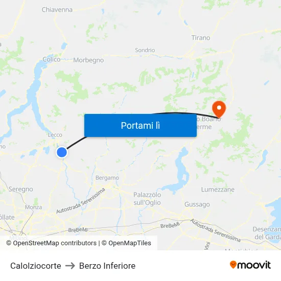 Calolziocorte to Berzo Inferiore map
