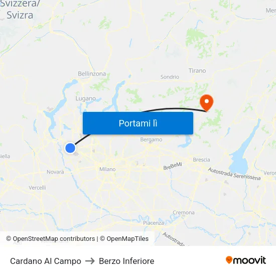 Cardano Al Campo to Berzo Inferiore map