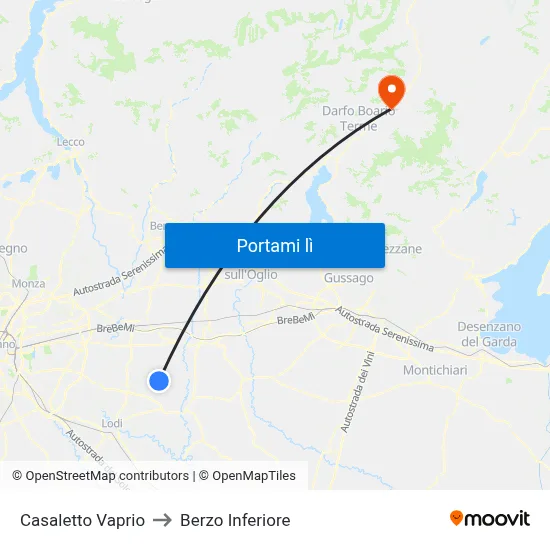Casaletto Vaprio to Berzo Inferiore map