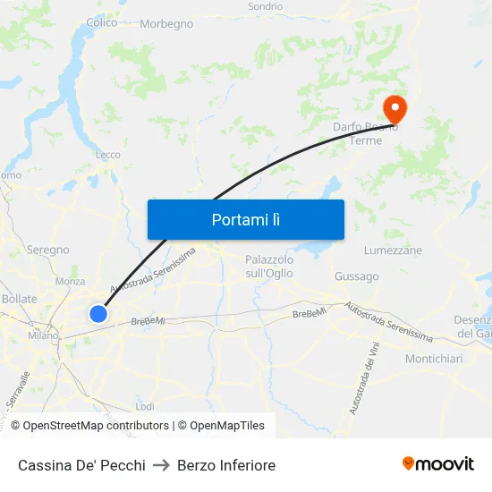 Cassina De' Pecchi to Berzo Inferiore map