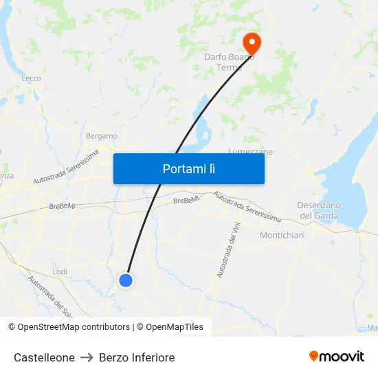 Castelleone to Berzo Inferiore map