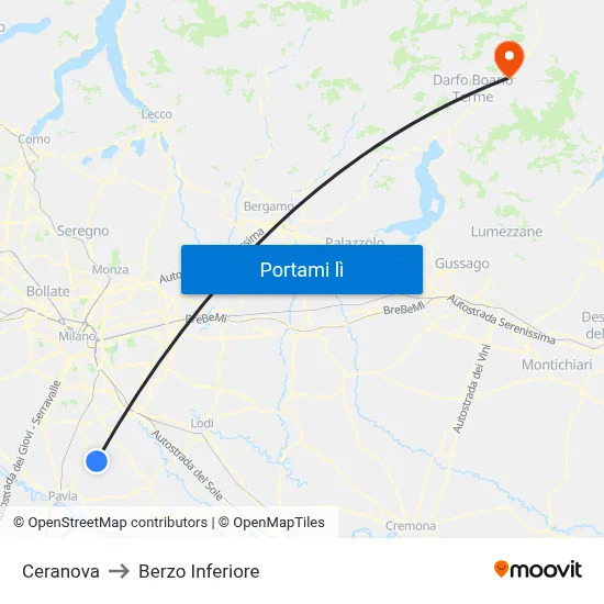 Ceranova to Berzo Inferiore map