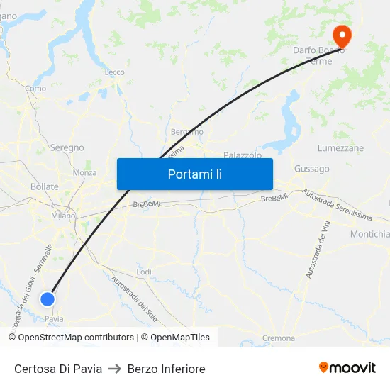 Certosa Di Pavia to Berzo Inferiore map