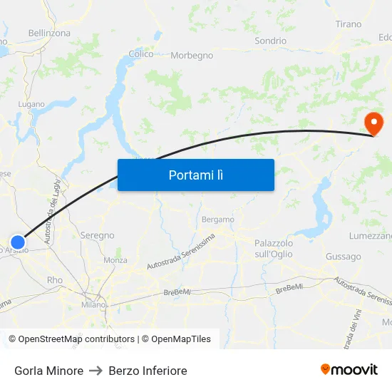 Gorla Minore to Berzo Inferiore map