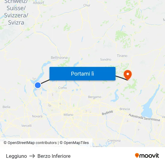 Leggiuno to Berzo Inferiore map