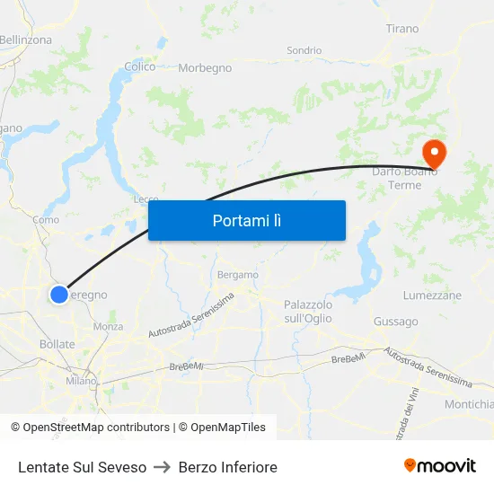 Lentate Sul Seveso to Berzo Inferiore map