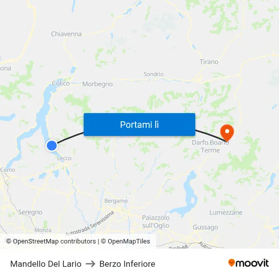 Mandello Del Lario to Berzo Inferiore map