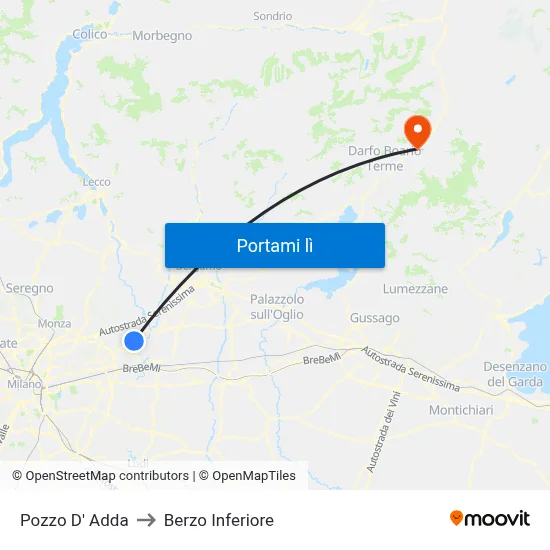 Pozzo D' Adda to Berzo Inferiore map