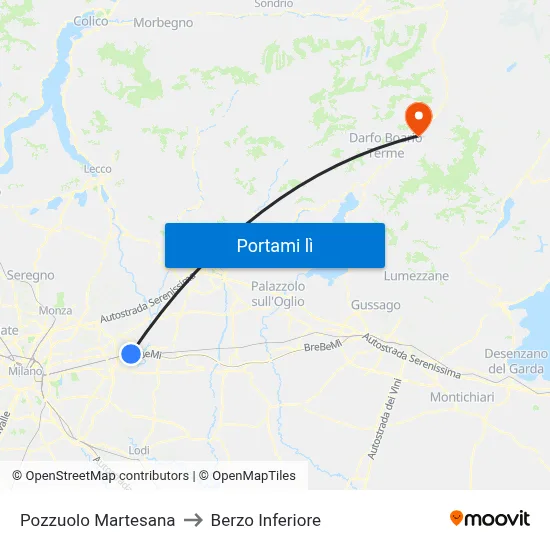 Pozzuolo Martesana to Berzo Inferiore map