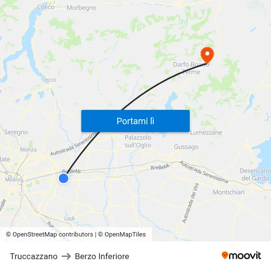 Truccazzano to Berzo Inferiore map