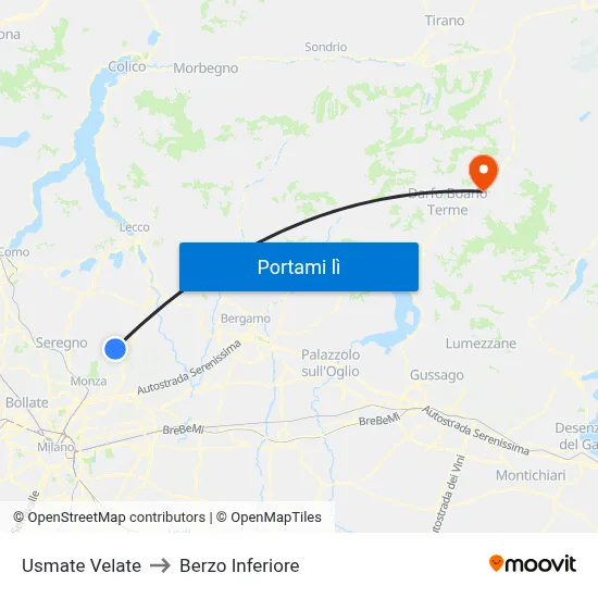 Usmate Velate to Berzo Inferiore map