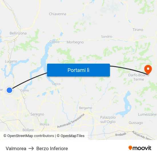 Valmorea to Berzo Inferiore map