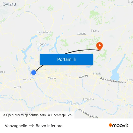 Vanzaghello to Berzo Inferiore map