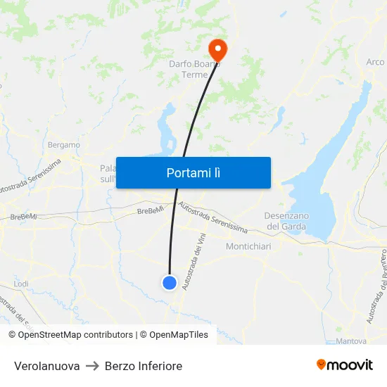 Verolanuova to Berzo Inferiore map
